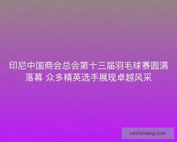 印尼中国商会总会第十三届羽毛球赛圆满落幕 众多精英选手展现卓越风采